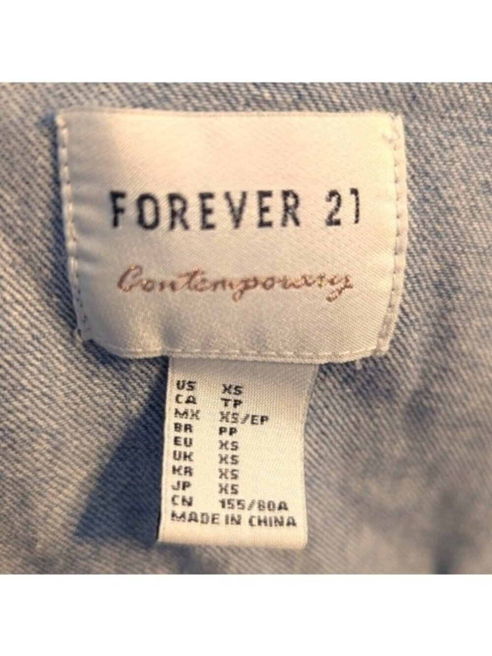 Forever 21 Cinch Waist Light Blue Denim Jacket Extra Small - Picture 4 of 4